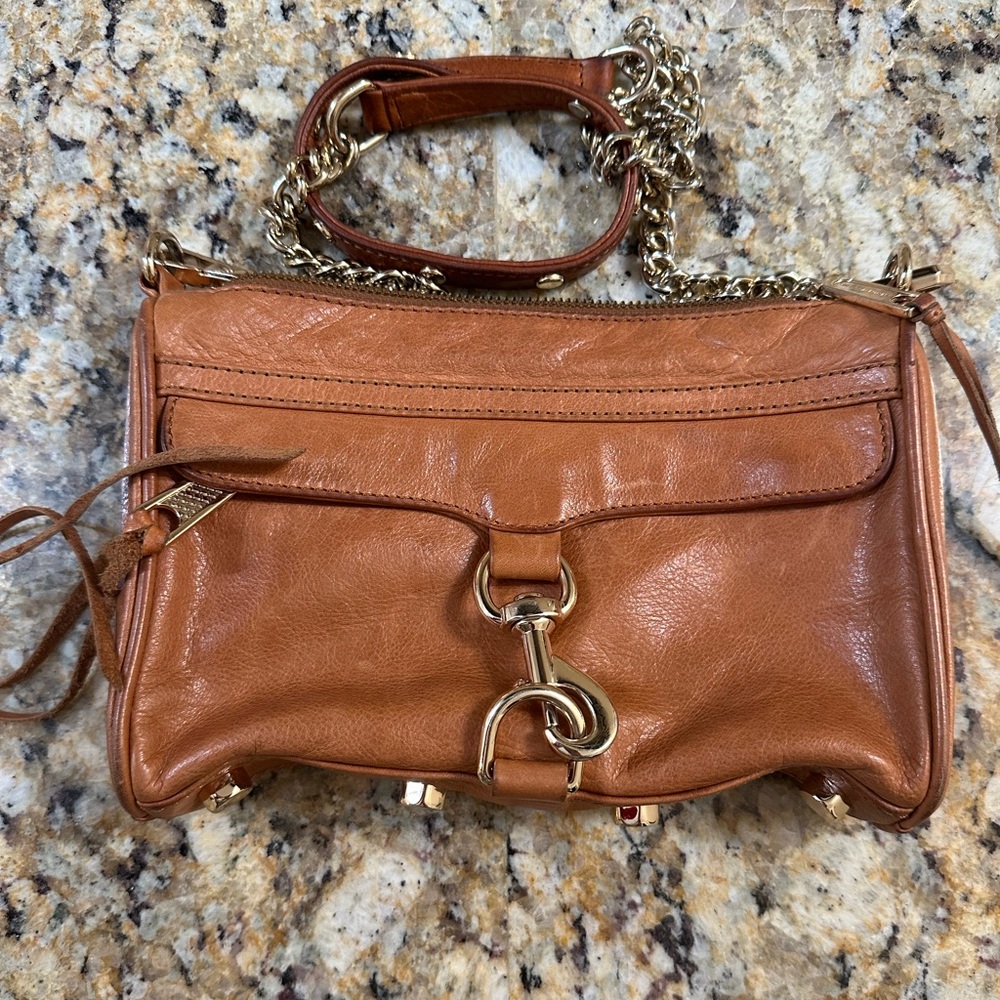 Rebecca Minkoff Large Mac Crossbody - Orange Leather Chainlink - gold hardware